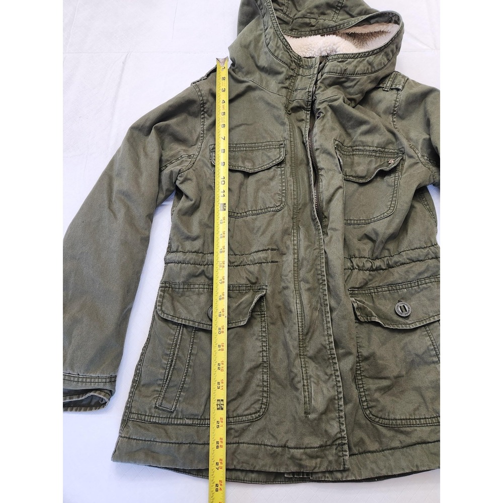 American Eagle Outfitters Jacket Womens Medium Green Hooded Sherpa Lined Parka - Picture 7 of 15